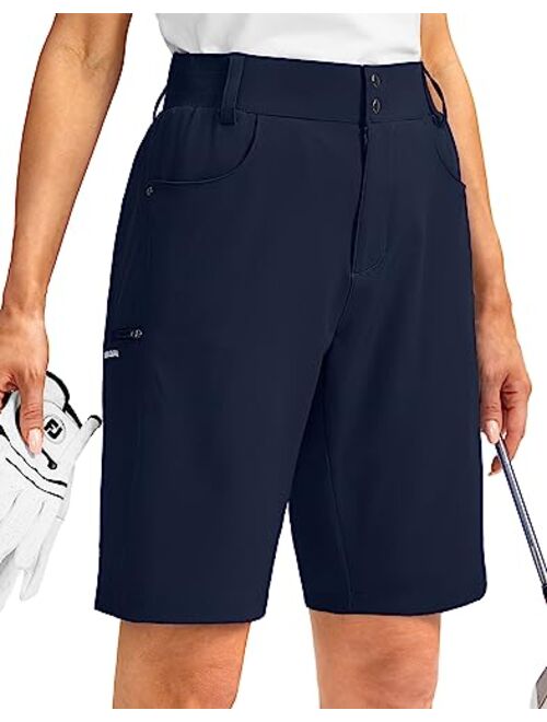 G Gradual Women's Long Golf Hiking Shorts with Pockets 10" Quick Dry Lightweight Cargo Bermuda Shorts for Women Knee Length