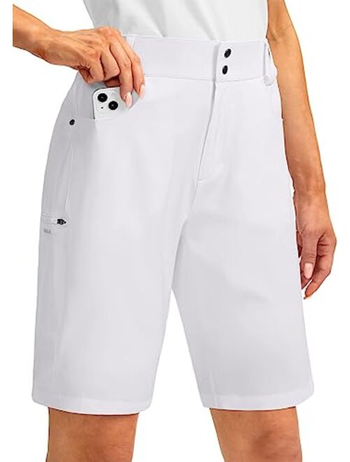 G Gradual Women's Long Golf Hiking Shorts with Pockets 10" Quick Dry Lightweight Cargo Bermuda Shorts for Women Knee Length