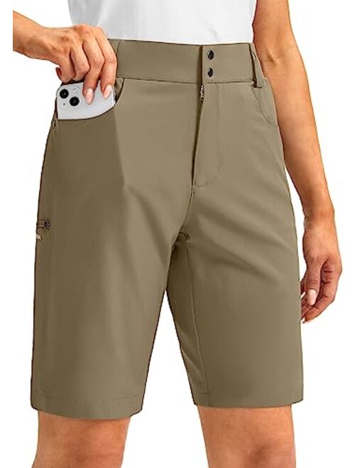 G Gradual Women's Long Golf Hiking Shorts with Pockets 10" Quick Dry Lightweight Cargo Bermuda Shorts for Women Knee Length