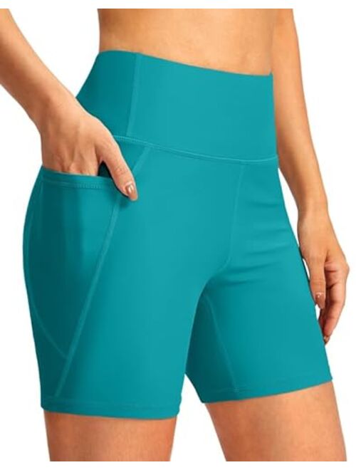 G Gradual Women's 6" High Waisted Swim Board Shorts Tummy Control Quick Dry Bathing Bottoms for Women with Panty Pockets