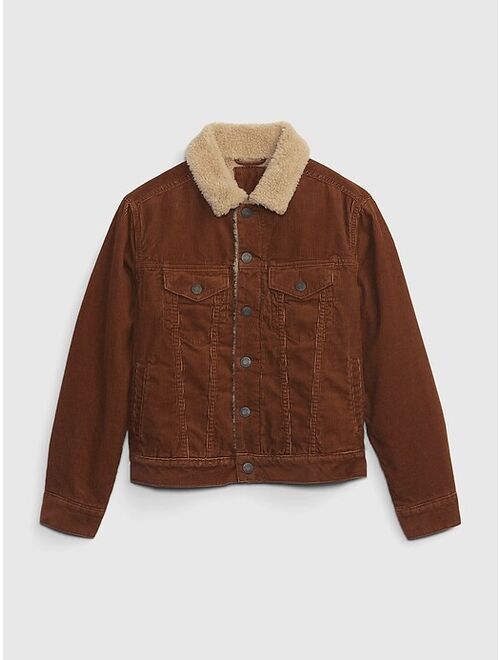 Gap Kids Sherpa-Lined Corduroy Icon Jacket with Washwell