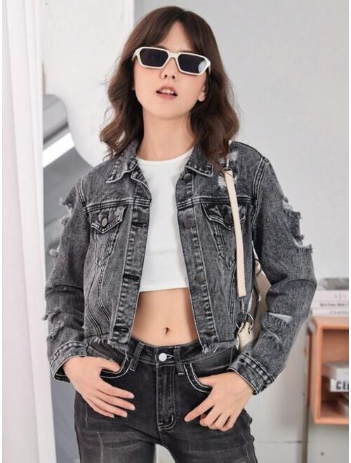 Shein Teen Girls Denim Jackets & Coats