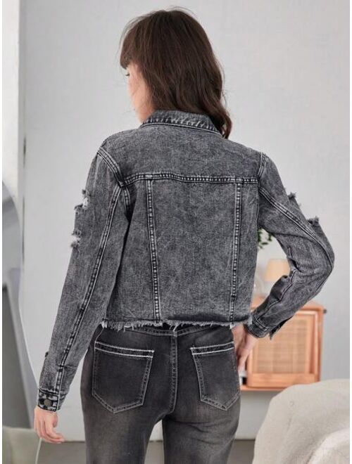 Shein Teen Girls Denim Jackets & Coats