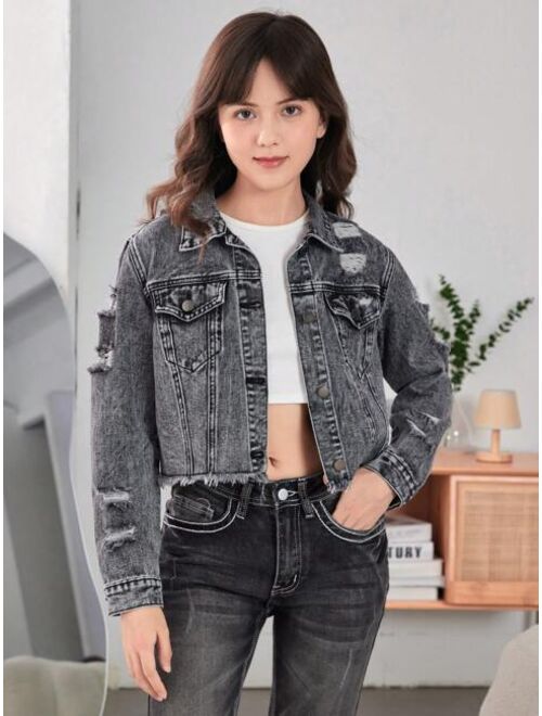 Shein Teen Girls Denim Jackets & Coats