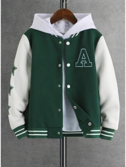 Shein Tween Boy Letter Graphic Varsity Jacket