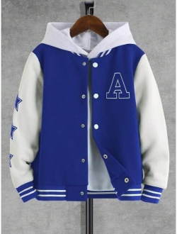 Shein Tween Boy Letter Graphic Varsity Jacket