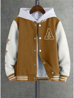 Shein Tween Boy Letter Graphic Varsity Jacket