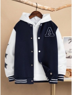 Shein Tween Boy Letter Graphic Varsity Jacket