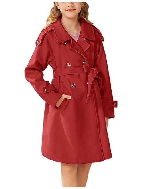 GRACE KARIN Girls Dress Coat Lapel Wool Blend Winter Kids Jackets Coat Size 5-12