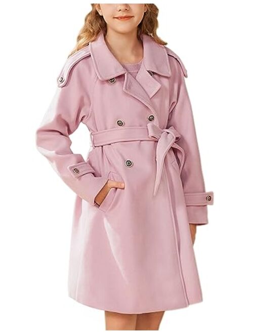 GRACE KARIN Girls Dress Coat Lapel Wool Blend Winter Kids Jackets Coat Size 5-12