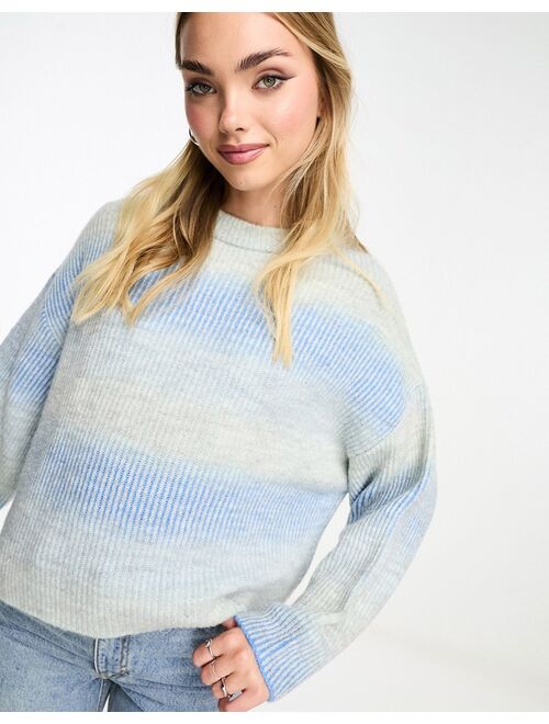 Pull&Bear soft touch knit sweater in blue ombre