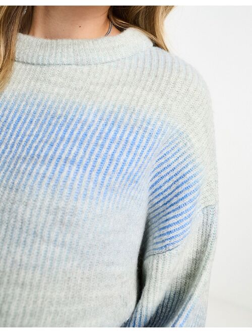 Pull&Bear soft touch knit sweater in blue ombre