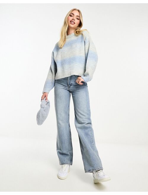 Pull&Bear soft touch knit sweater in blue ombre