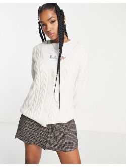 cable knit oversized cardigan in ecru