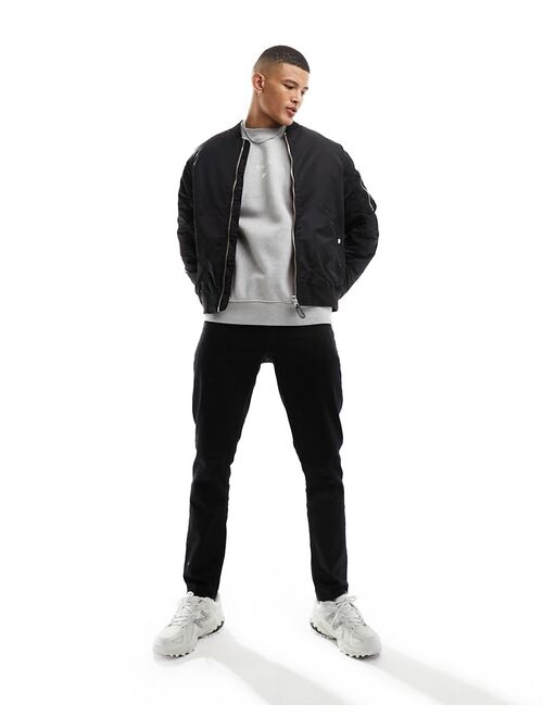 Pull&Bear utility padded bomber jacket in black