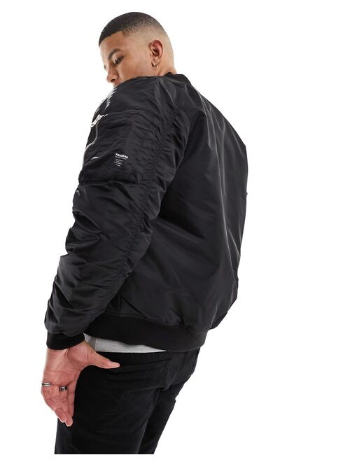 Pull&Bear utility padded bomber jacket in black