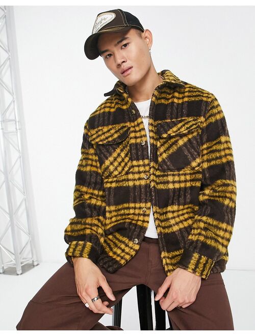 Pull&Bear plaid overshirt in brown