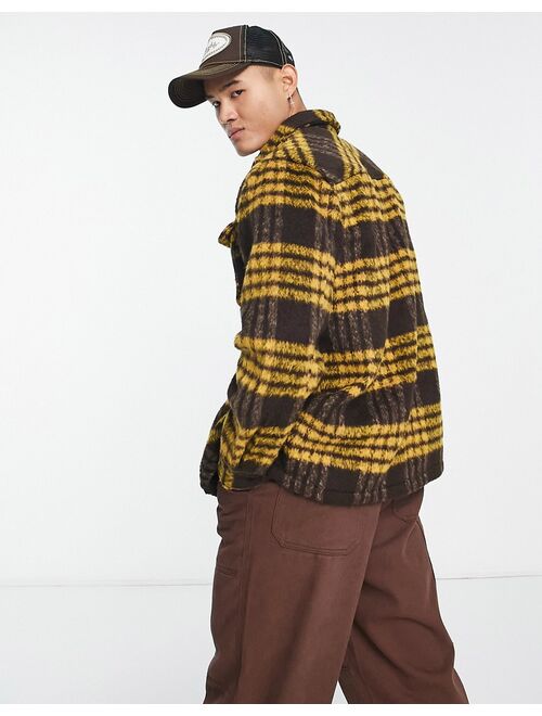 Pull&Bear plaid overshirt in brown