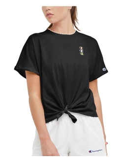 Women's Tie-Front Small Logo Crewneck T-Shirt