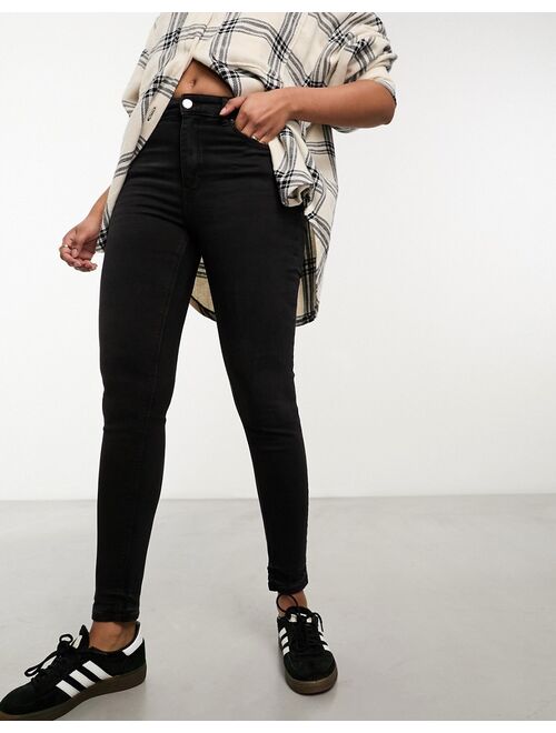 Pull&Bear medium waist skinny jean in black