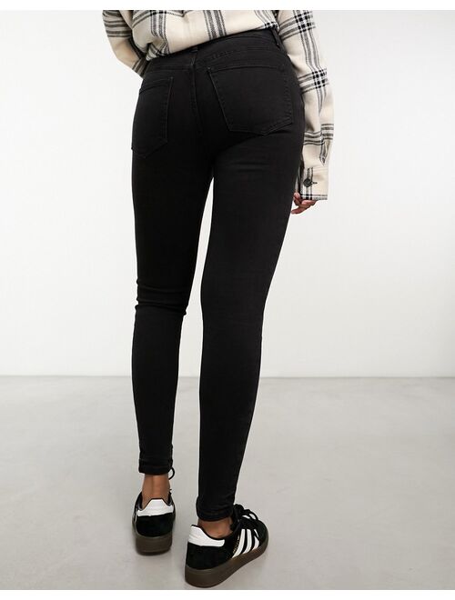 Pull&Bear medium waist skinny jean in black