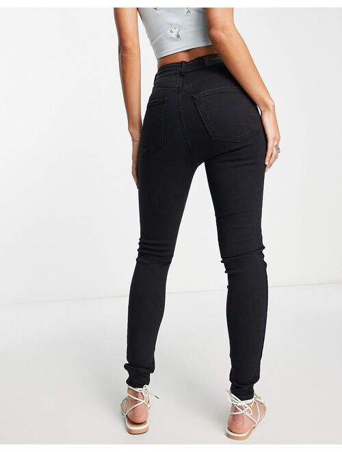 Pull&Bear skinny high rise jeans in black