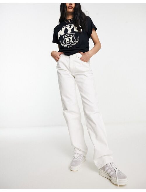 Pull&Bear straight leg jeans in white