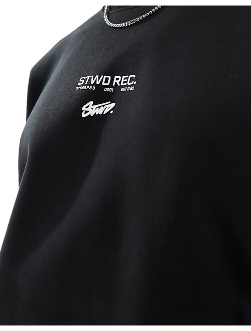 Pull&Bear Stwd record back printed sweatshirt in black