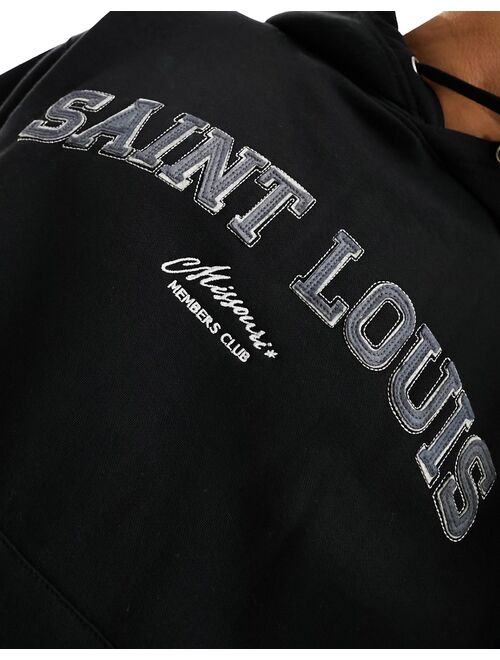 Pull&Bear Saint Louis hoodie in black