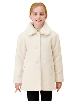 SOLOCOTE Girls Winter Wool Dress Coat Cotton Quilted Peacoat Single Breasted Fur Collar Jacket