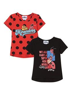 Miraculous Ladybug Cat Noir Rena Rouge Girls 2 Pack T-Shirts Toddler to Big Kid