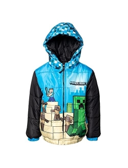 Minecraft Creeper Steve Zip Up Winter Coat Puffer Jacket Toddler to Big Kid