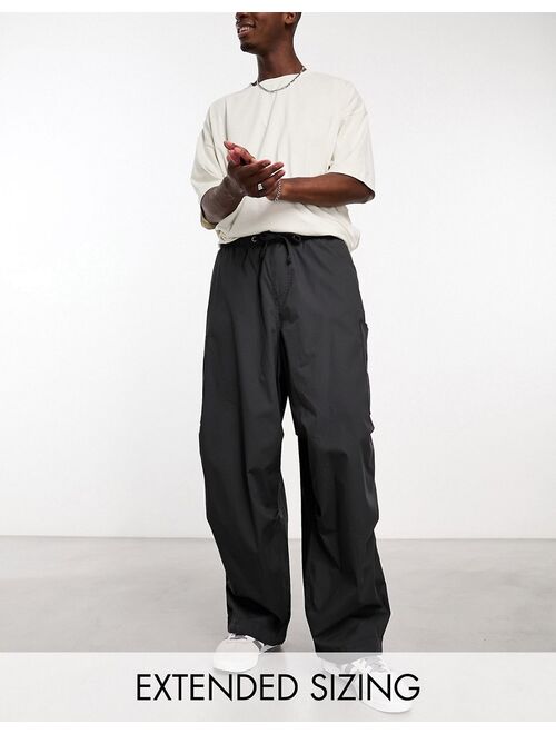 ASOS DESIGN oversized balloon parachute cargo pants in charcoal