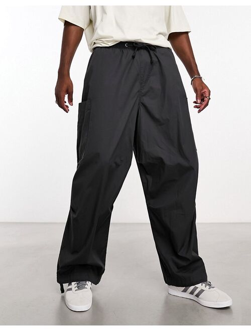 ASOS DESIGN oversized balloon parachute cargo pants in charcoal