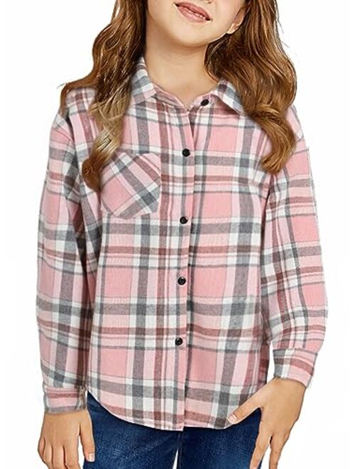 blibean Unisex Girl Boy Fall Long Sleeve Plaid Shirt Top Kid Size 6-15 Years Old