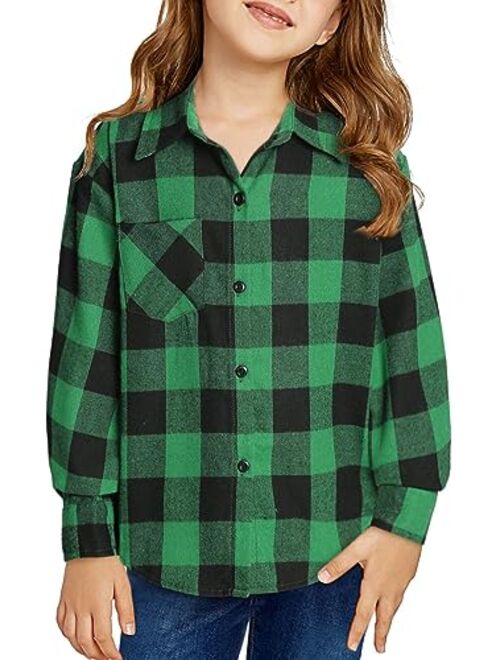 blibean Unisex Girl Boy Fall Long Sleeve Plaid Shirt Top Kid Size 6-15 Years Old