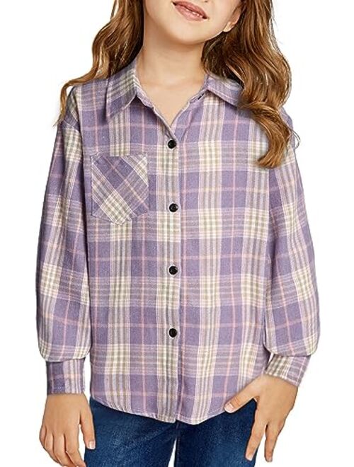 blibean Unisex Girl Boy Fall Long Sleeve Plaid Shirt Top Kid Size 6-15 Years Old