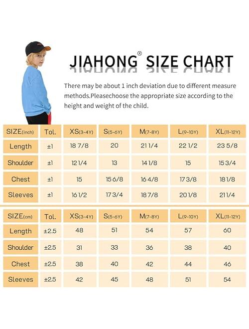 JIAHONG Kids Fleece Sweatshirts Soft Cotton Warm Crewneck Shirt Long Sleeve Pullover Sweatshirts for Boys or Girls