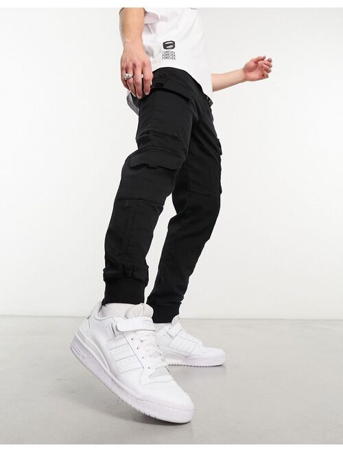 Bershka slim cargo sweatpants in black