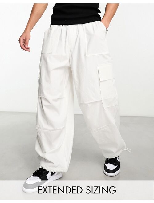 ASOS DESIGN parachute cargo pants in white