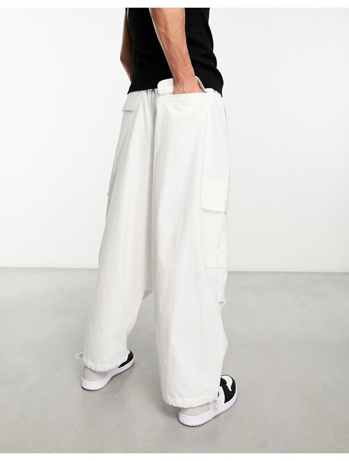 ASOS DESIGN parachute cargo pants in white