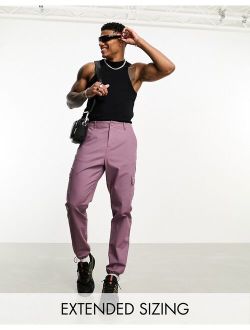 tapered cargo pants in purple
