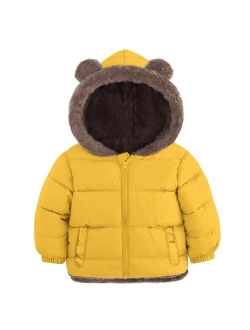 Enlifety 6M-5T Baby Toddler Winter Fleece Coat Boys Girls Cute Bear Ear Hooded Jackets with Pockets