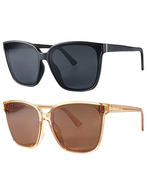 Dollger Retro Oversized Square Sunglasses for Women Men Trendy Classic Style Sun Glasses UV400 Protection