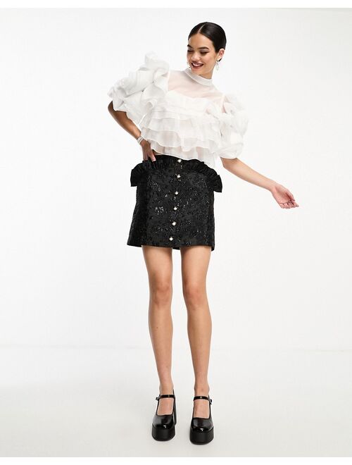 Sister Jane jacquard mini skirt in black