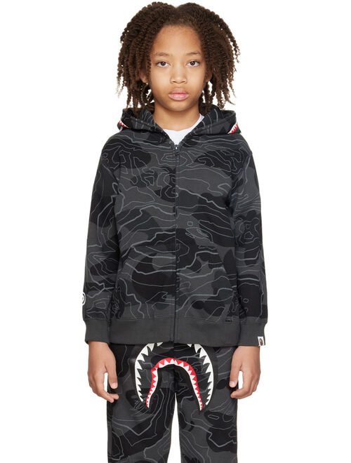 BAPE Kids Gray Layered Line Camo Shark Hoodie