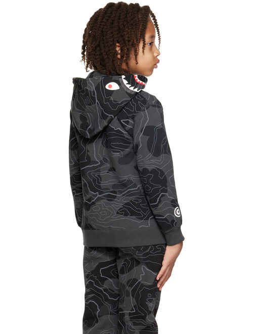 BAPE Kids Gray Layered Line Camo Shark Hoodie