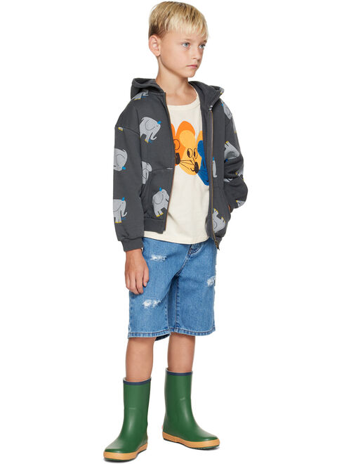 Bobo Choses Kids Gray 'The Elephant All Over' Hoodie