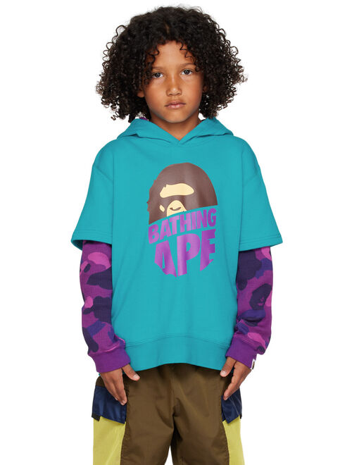 BAPE Kids Blue & Purple Camo Ape Head Hoodie