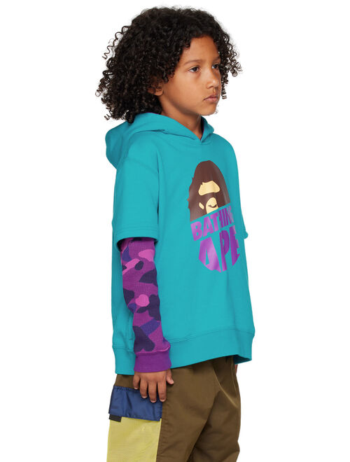 BAPE Kids Blue & Purple Camo Ape Head Hoodie